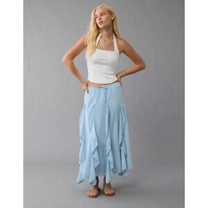 AMERICAN EAGLE AE Cotton Ruffle peasant Maxi Skirt SIZE S